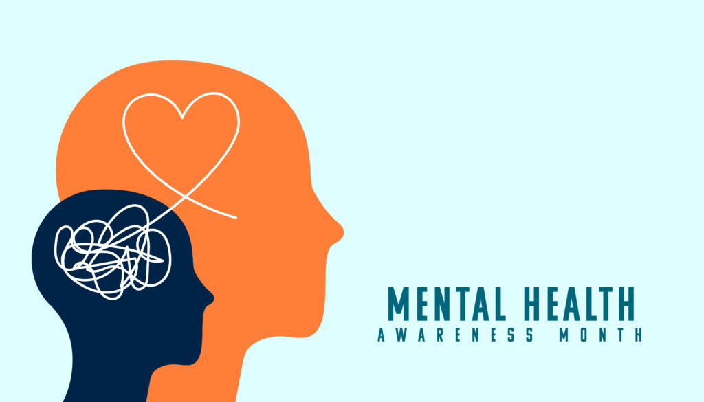 mental health awareness poster with human head